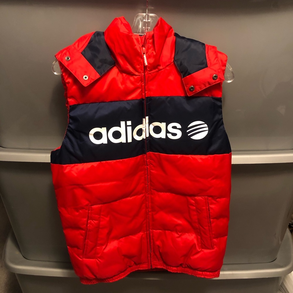 adidas hooded vest (red and black)